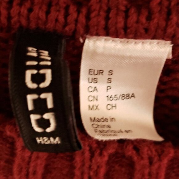 Divided Womens Maroon Cable Knit Cropped Sweater Small - Picture 4 of 5